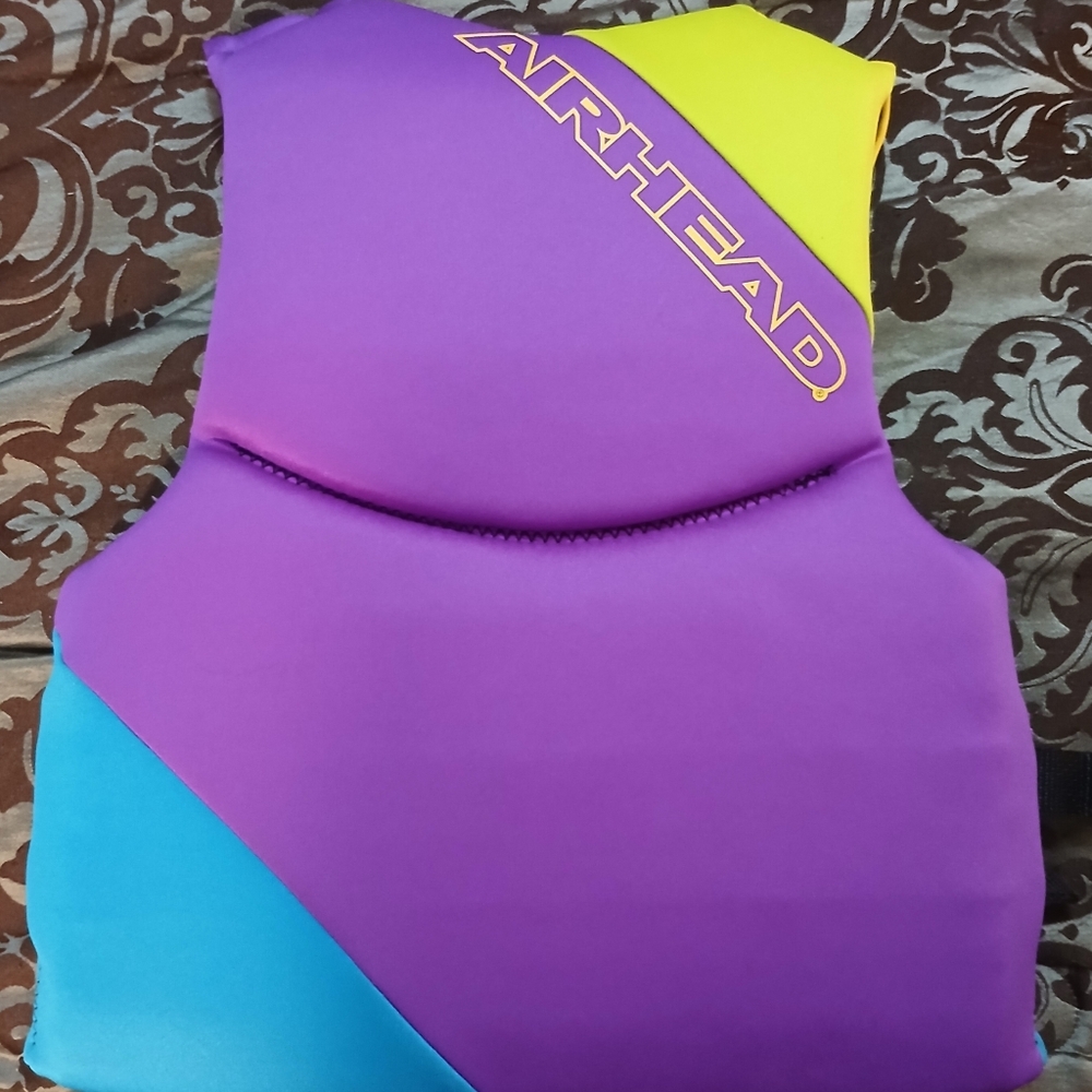 NWOT Airhead Youth Life Vest - Purple, Yellow, Blue. Item Not Used. - Picture 2 of 6